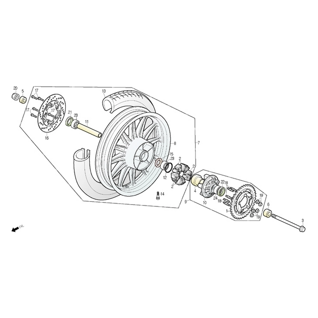 DAELIM VL250 DAYSTAR ARKA TEKER GOBEGI #DL F1210